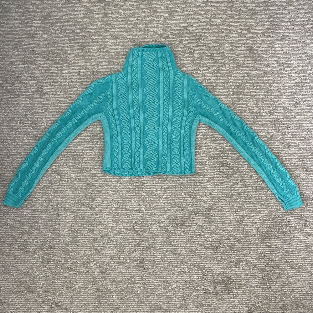 Ivivva Teal Cowl Neck Cropped Sweater